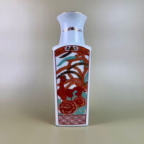 Vintage Tuscany Collection Arita Vase | Kutani Style Porcelain | Red Gold Floral